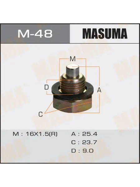 MASUMA Болт слива масла М16 x 1,5 с магнитом Toyota Camry