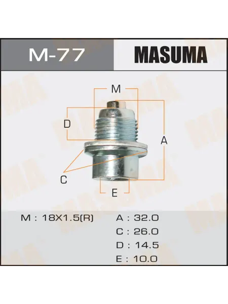 MASUMA Болт слива масла М18 x 1,5 с магнитом Honda