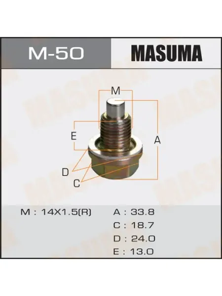 MASUMA Болт слива масла M14 x 1.5 с магнитом для а м Hyundai Kia