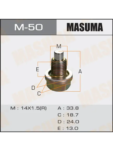 MASUMA Болт слива масла М14 x 1,5 с магнитом Hyundai Kia