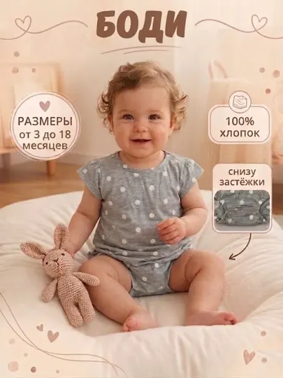 Боди для малышей, мальчики и девочки 3-18 месяцев