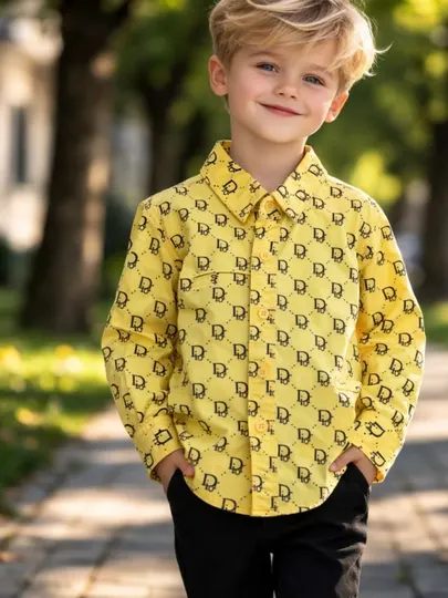 Рубашка детская для мальчика, хлопок, Пекин и Турция, 3-7 лет