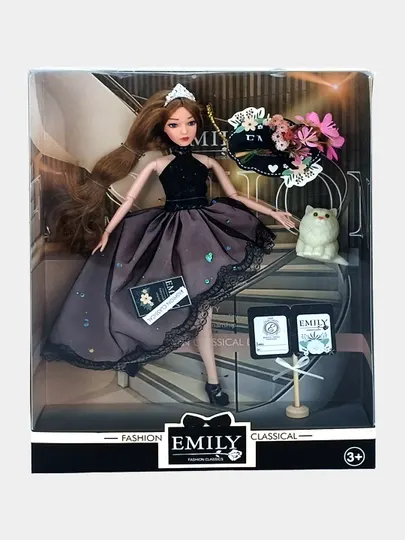 Кукла Fashion Emily в вечернем платье с котиком 3+