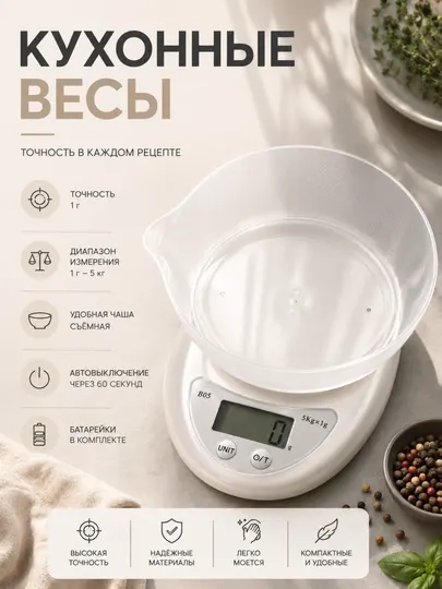 Кухонные электронные весы с чашей