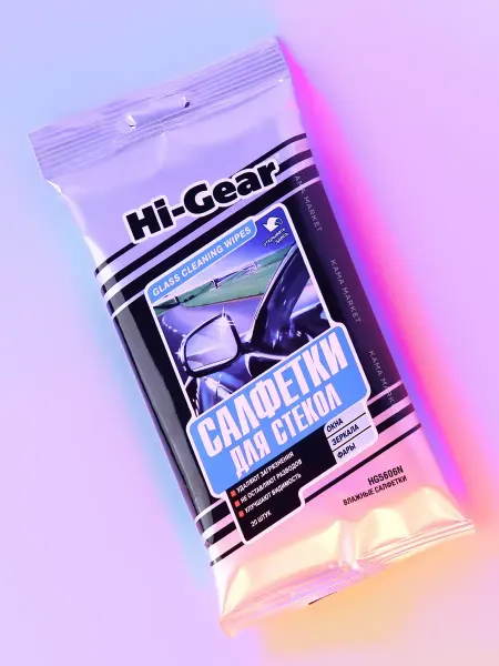 HI-GEAR Влажные салфетки для стекол 1 упаковка 20шт