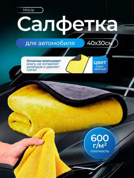 Салфетка для автомобиля микрофибра 40х30см