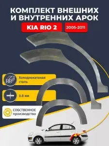 Задние арки с пластиком Kia Rio 2 седан 2005-2011 ХКС 0,8