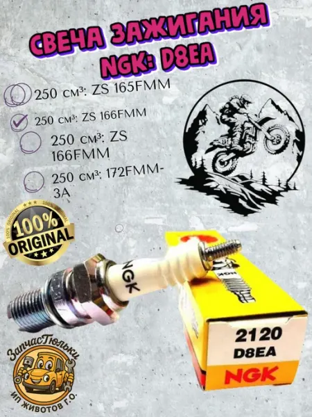 NGK Свеча зажигания D8EA 165FMM, 169FMM, 172FMM