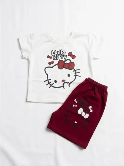 Детский летний костюм Hello Kitty для девочек, футболка и шорты, 2–3 года