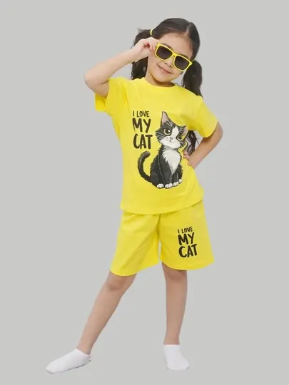 Футболка и шорты для девочек 5-8 лет, CHASTE