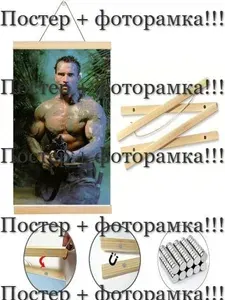 Плакат "Деревянная магнитная фоторамка в комплекте с постером "Арнольд Шварценеггер".", 42 см х 30 см