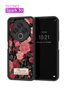 Чехол на Tecno Spark 30 4G / Техно Спарк 30 с принтом, Розовые Цветы