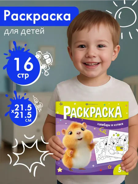 ФЕНИКС+ Раскраска для детей КАПИБАРЫ И КОТИКИ 16 стр