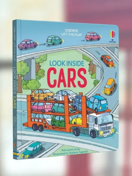 Usborne Look Inside Cars детская книга с окошками про машины
