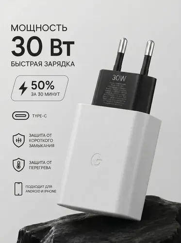 Зарядное устройство Google Pixel 30вт(W) Type-C быстрая зарядка apple android