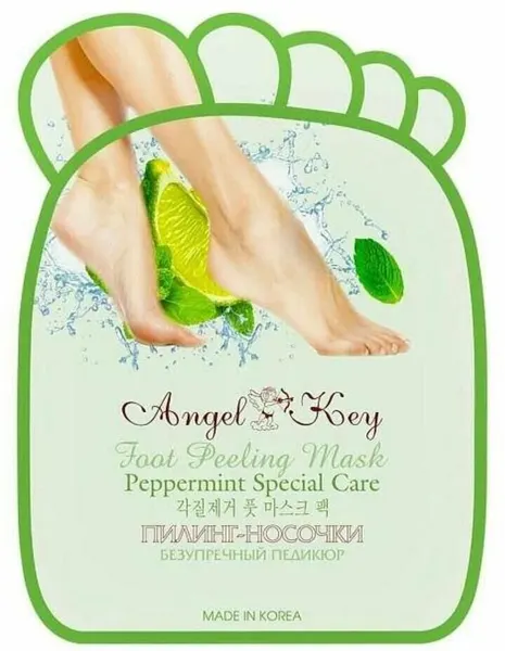 Angel Key Носочки для пилинга ног с экстрактом мяты, 30 г/
