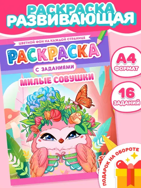 Компания ЛиС Раскраски для девочек Совушки милые А4