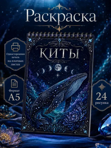 Раскраска для взрослых антистресс Киты