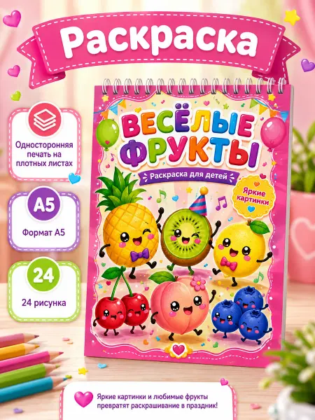 Раскраска для девочек и мальчиков Фрукты