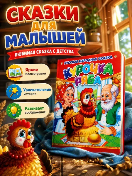 Умка Сказки для малышей русские народные Курочка ряба развивающая