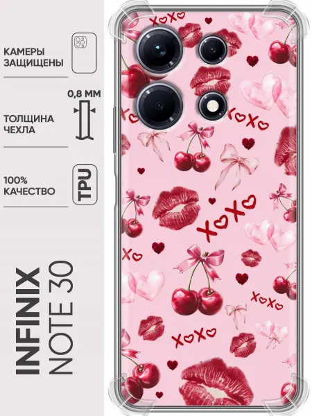 Trendmall Чехол на Infinix Note 30 бантики вишенки