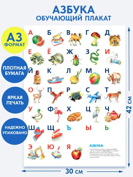 Образовариум Азбука плакат на стену русские буквы