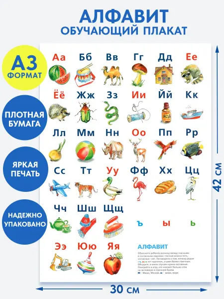 Образовариум Алфавит плакат на стену русские буквы