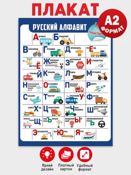 ТМ Империя поздравлений Обучающий плакат русский алфавит на стену для мальчика