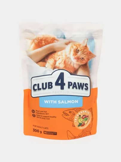 Корм для взрослых кошек Club 4 Paws Premium, с лососем, 300 г