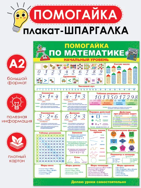 ТМ открытая планета обучающий плакат по математике начальный уровень