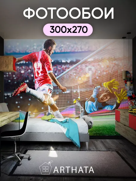 Arthata 3D фотообои флизелиновые моющиеся Фотообои Спорт - футбольное поле 300х270