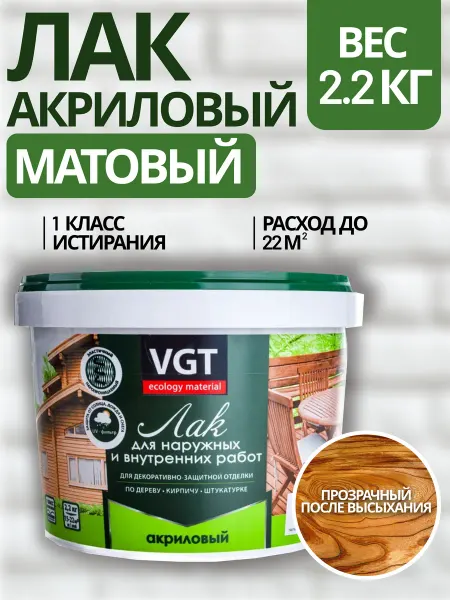 Лак акриловый по дереву бетону камню матовый (2 2 кг)