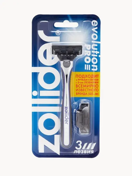 Zollider Evolution PRO, станок 3 лезвия с 2мя сменными картриджами