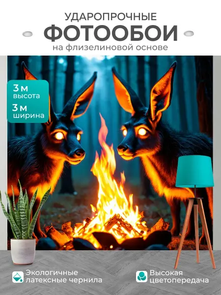 LotsPrints Фотообои "Животные в стиле тёмное фэнтези, где." 3x3м