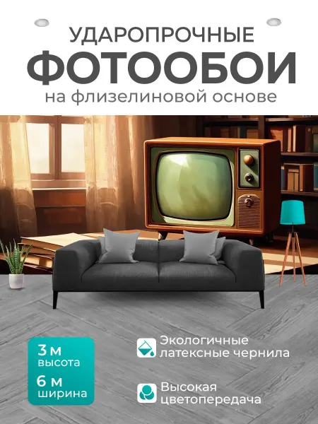 LotsPrints Фотообои "Ретро-телевизор с деревянной рамкой." 6x3м