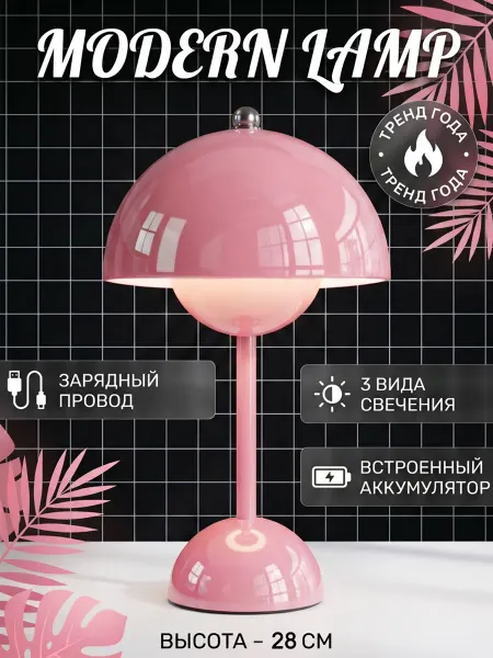 Quivlox Настольный беспроводной светильник, лампа гриб