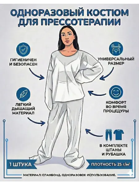 Костюм для прессотерапии одноразовый 1 шт (рубашка, штаны)