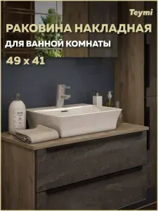 Teymi Раковина для ванной накладная Aina 49 белая T50002