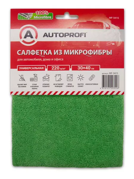 AUTOPROFI Салфетка из микрофибры для автомобиля, тряпка 30х40 см 1 шт