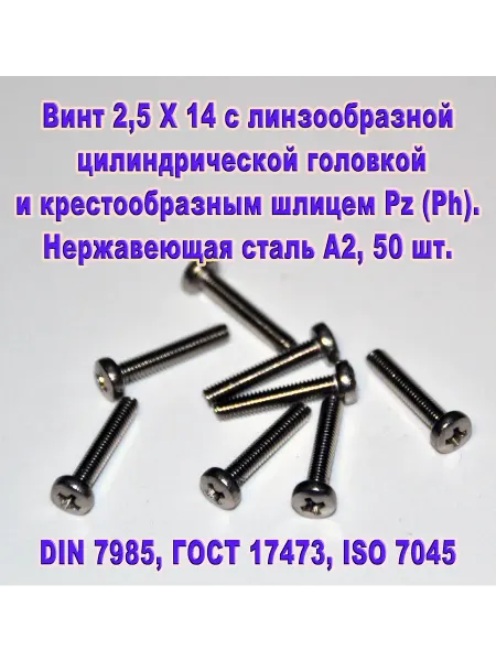 ЗИП-Балтика DIN 7985. Винт М 2,5 Х 14, нержавеющая сталь