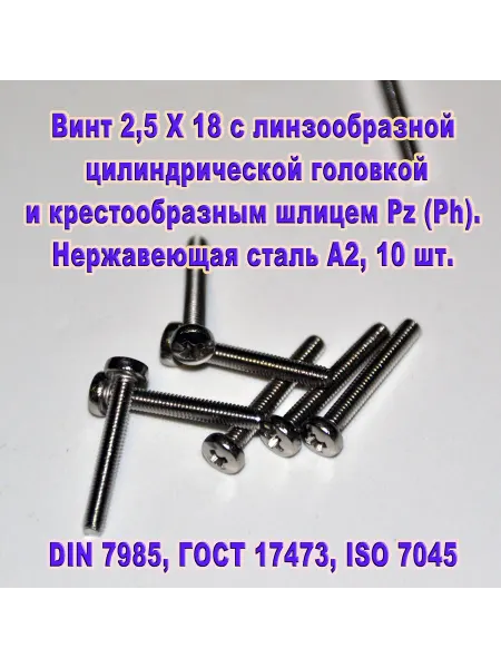 ЗИП-Балтика DIN 7985. Винт М 2,5 Х 18, нержавеющая сталь