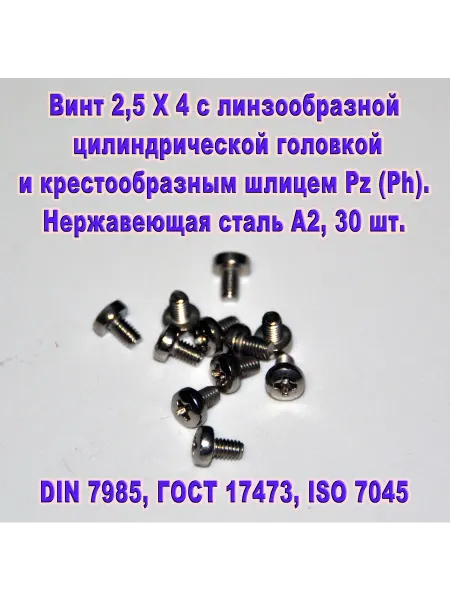 ЗИП-Балтика DIN 7985. Винт М 2,5 Х 4, нержавеющая сталь