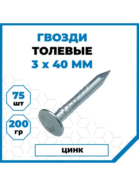 СТРОЙМЕТИЗ Гвозди толевые оцинкованные 3х40 мм, 200 гр