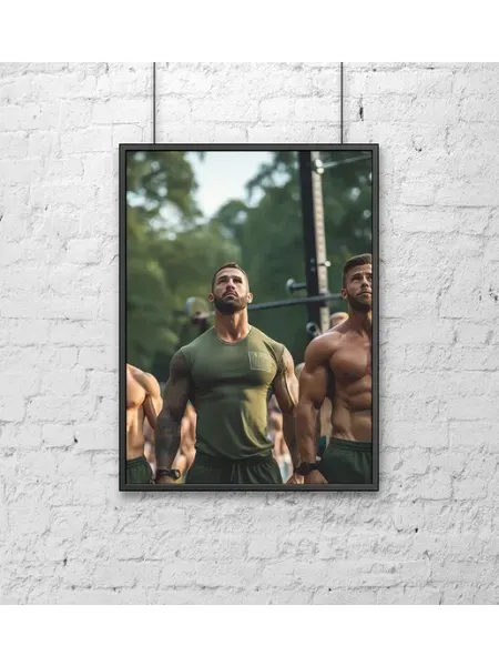 Poster Mall Постер на стену Фитнес - кроссфит спортсмены в парке 30х40