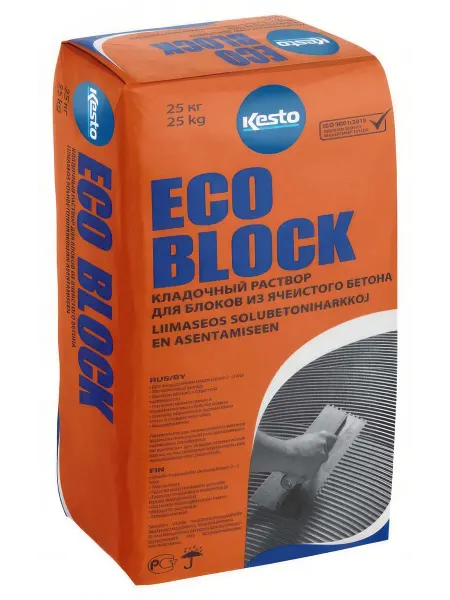 Раствор кладочно-клеевой для пенобетона KESTO Eco Block 25кг