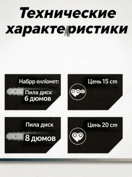Pinsen Цепь для бензопилы 36 звеньев шаг 6 8", 1.1мм, 15 20 см Чипп