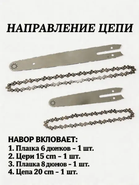 Pinsen Цепь для бензопилы 36 звеньев, шаг 6 8", 15 20 см
