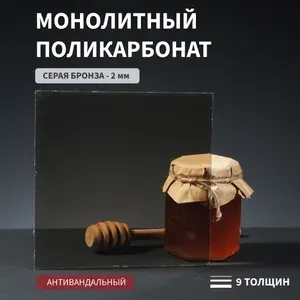 Монолитный поликарбонат листовой 2 мм 210х550 мм серый цвет