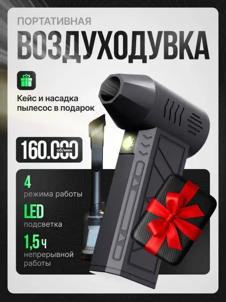 Воздуходувка пылесос турбо портативная аккумуляторная, Ветро