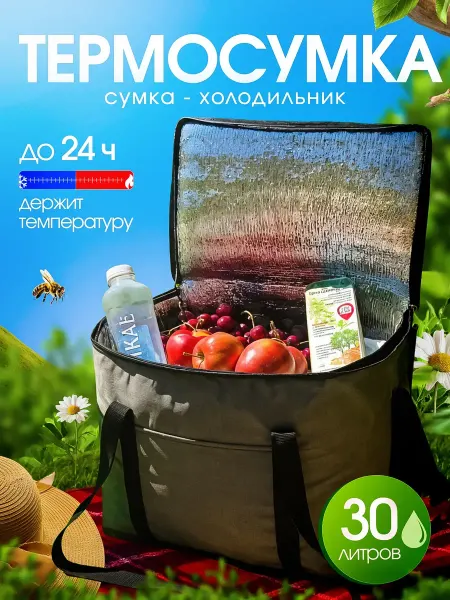 ТеремОК Термосумка холодильник для пикника и еды 30 литров